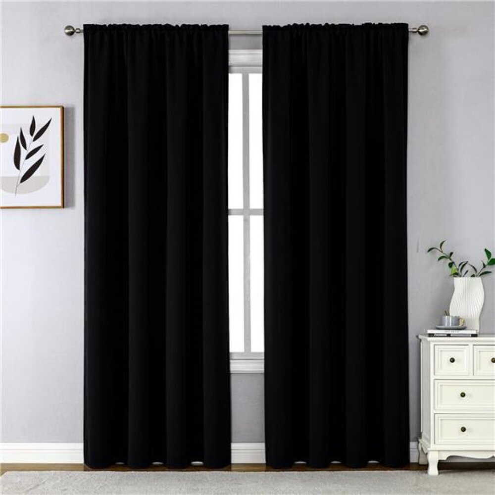 Blackout Curtains 84 inches Long for Living Room, Black Room Darkening Window